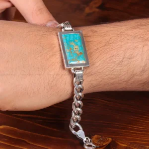 دستبند فیروزه مردانه کد 15126