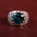 انگشتر توپاز آبی مردانه کد 15152