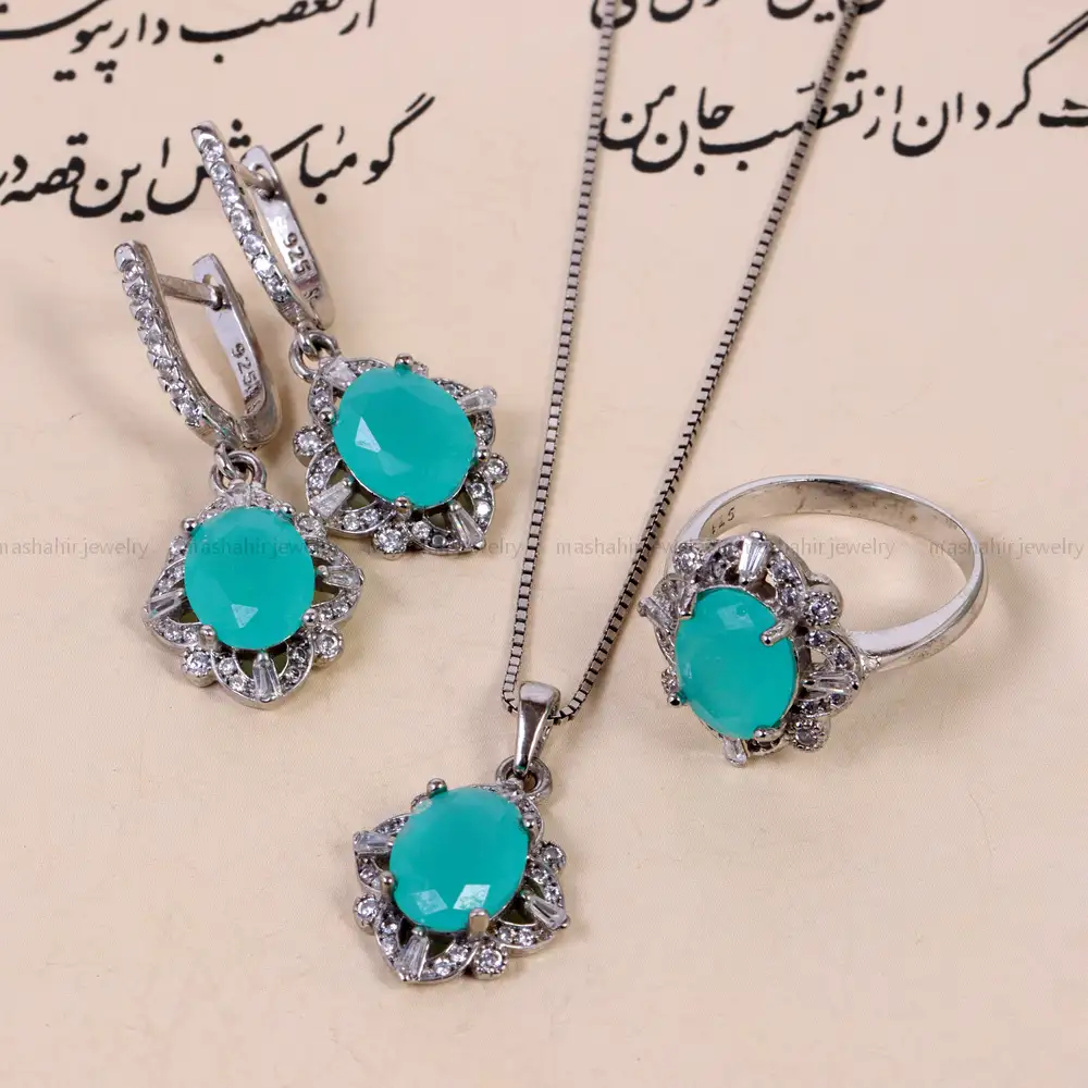 نیم ست زمرد سنتاتیک زنانه کد 14797