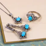 نیم ست فیروزه زنانه کد 14799