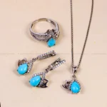 نیم ست فیروزه زنانه کد 14800