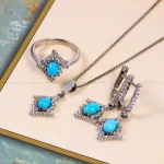 نیم ست فیروزه زنانه کد 14802