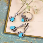 نیم ست فیروزه زنانه کد 14806