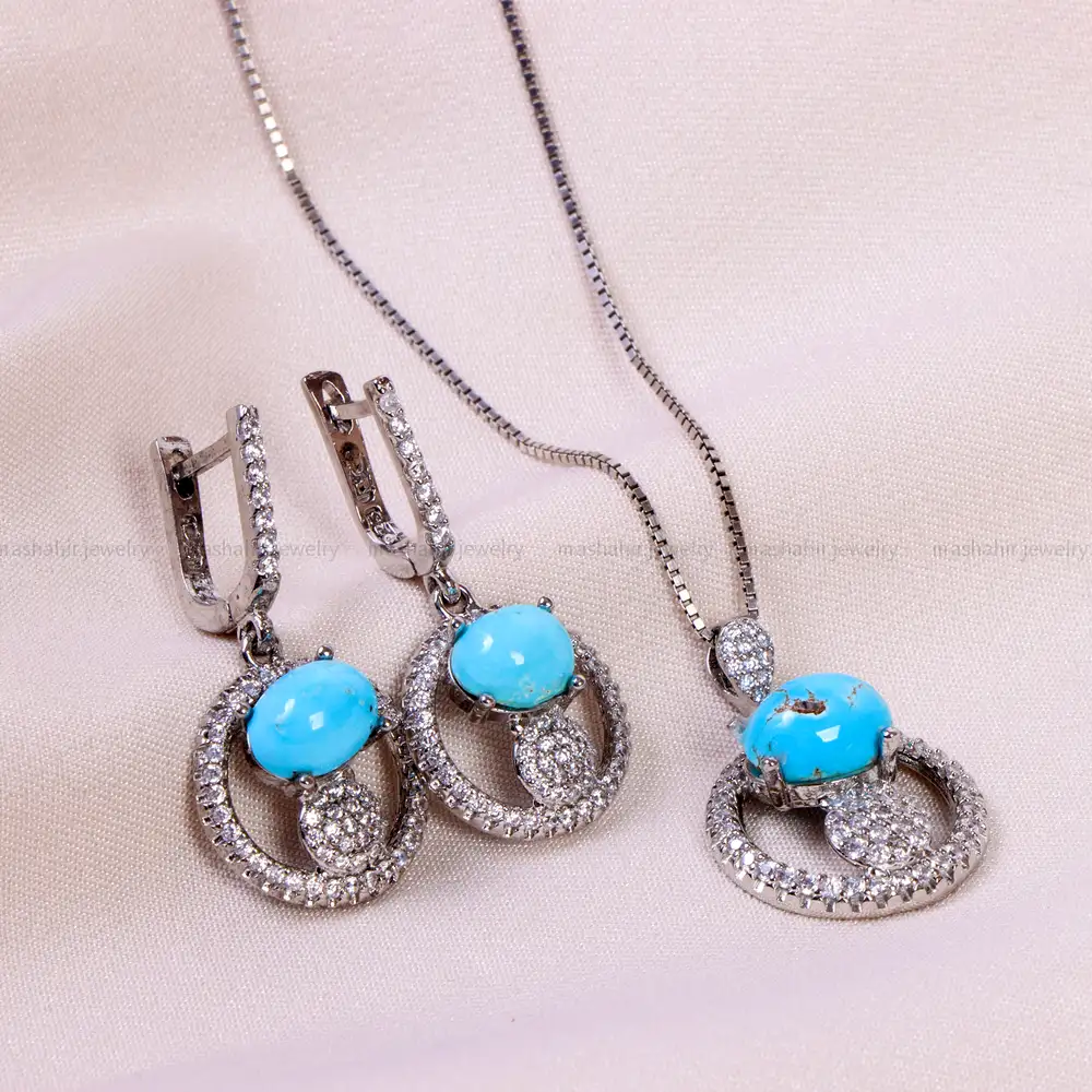 نیم ست فیروزه زنانه کد 14807