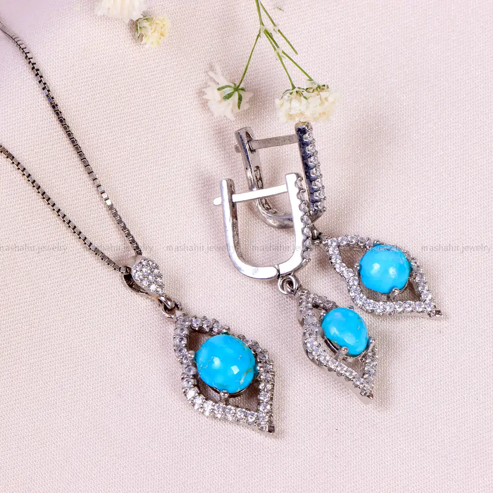 نیم ست فیروزه زنانه کد 14809