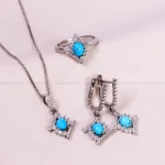 نیم ست فیروزه زنانه کد 14817