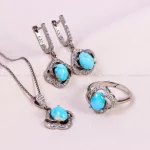 نیم ست فیروزه زنانه کد 14819