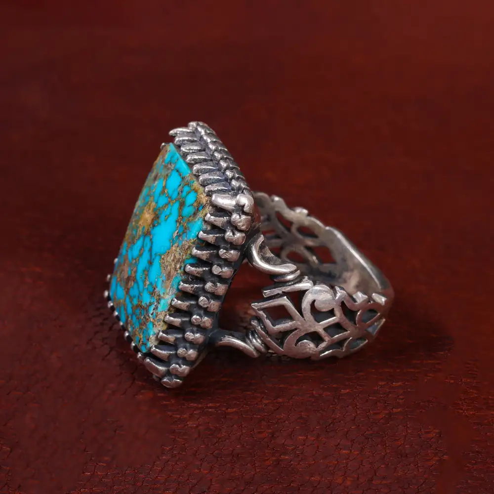 انگشتر فیروزه شجری مردانه کد 14662