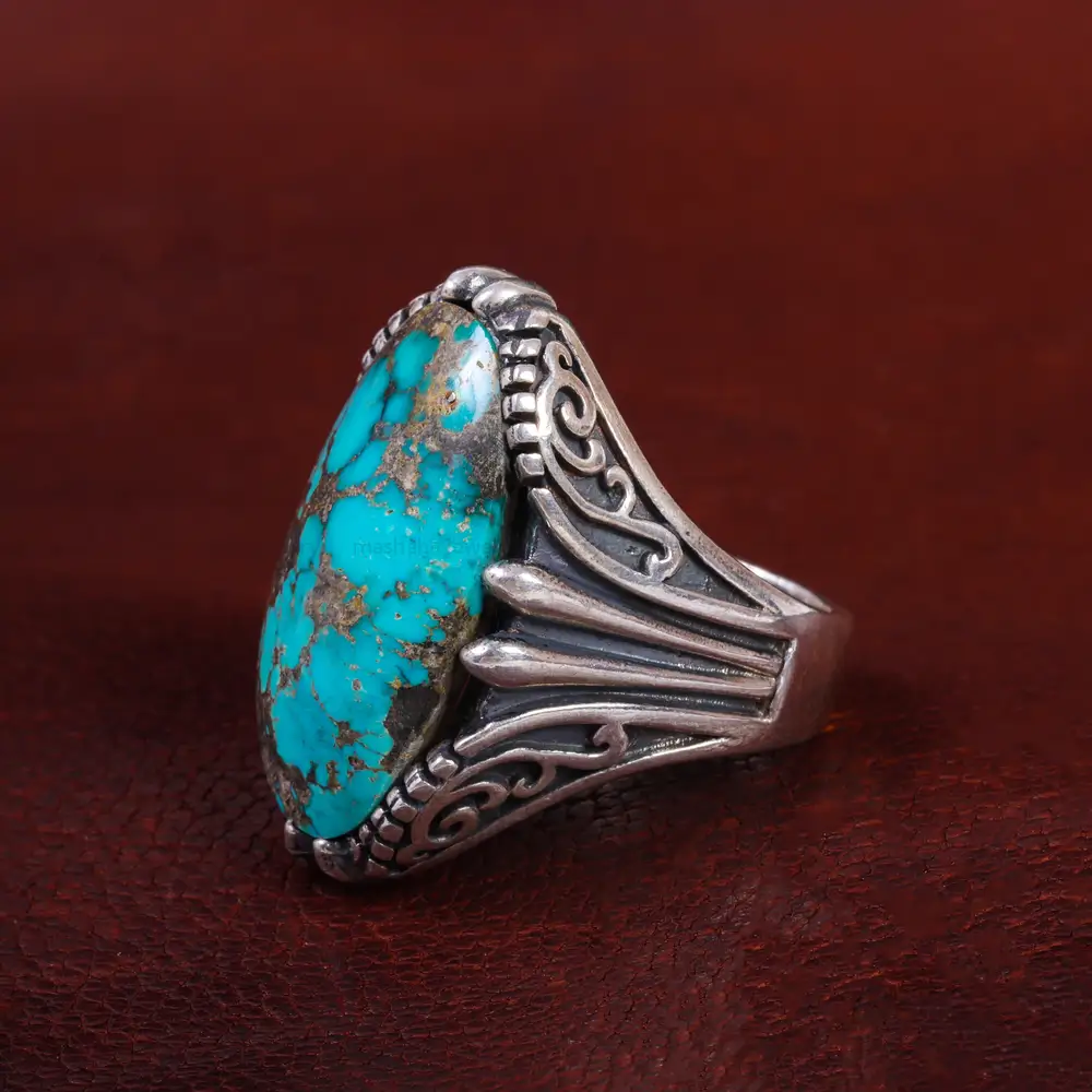 انگشتر فیروزه شجری مردانه کد 14668