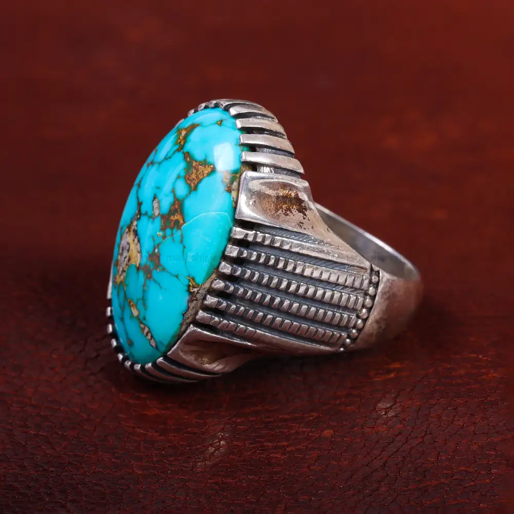 انگشتر فیروزه شجری مردانه کد 14678
