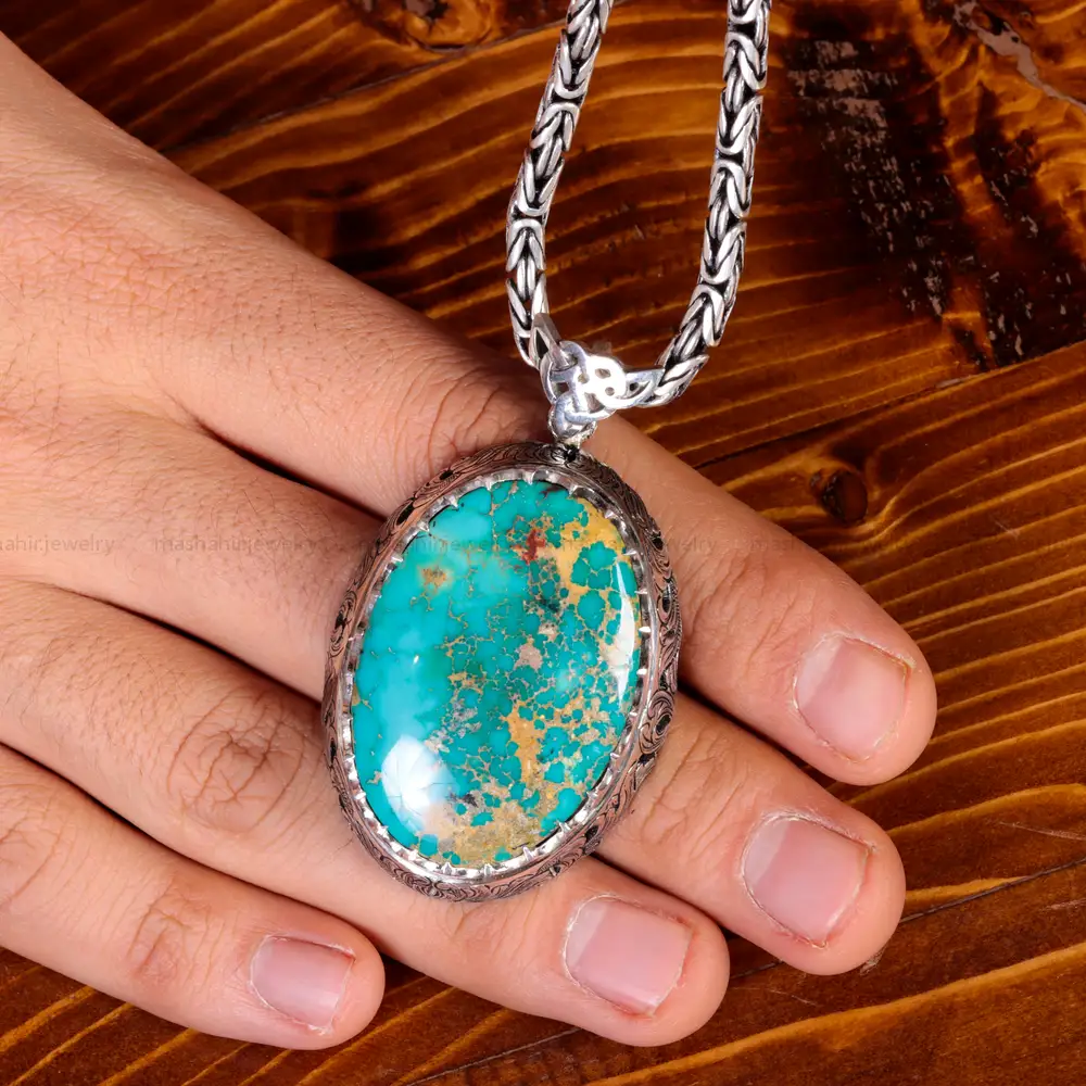 گردنبند فیروزه مردانه کد 15029