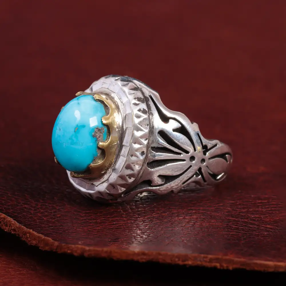 انگشتر فیروزه شجری مردانه کد 15050