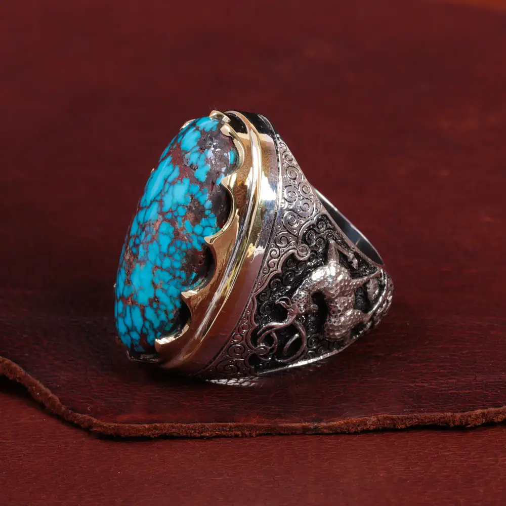 انگشتر فیروزه شجری مردانه کد 15058