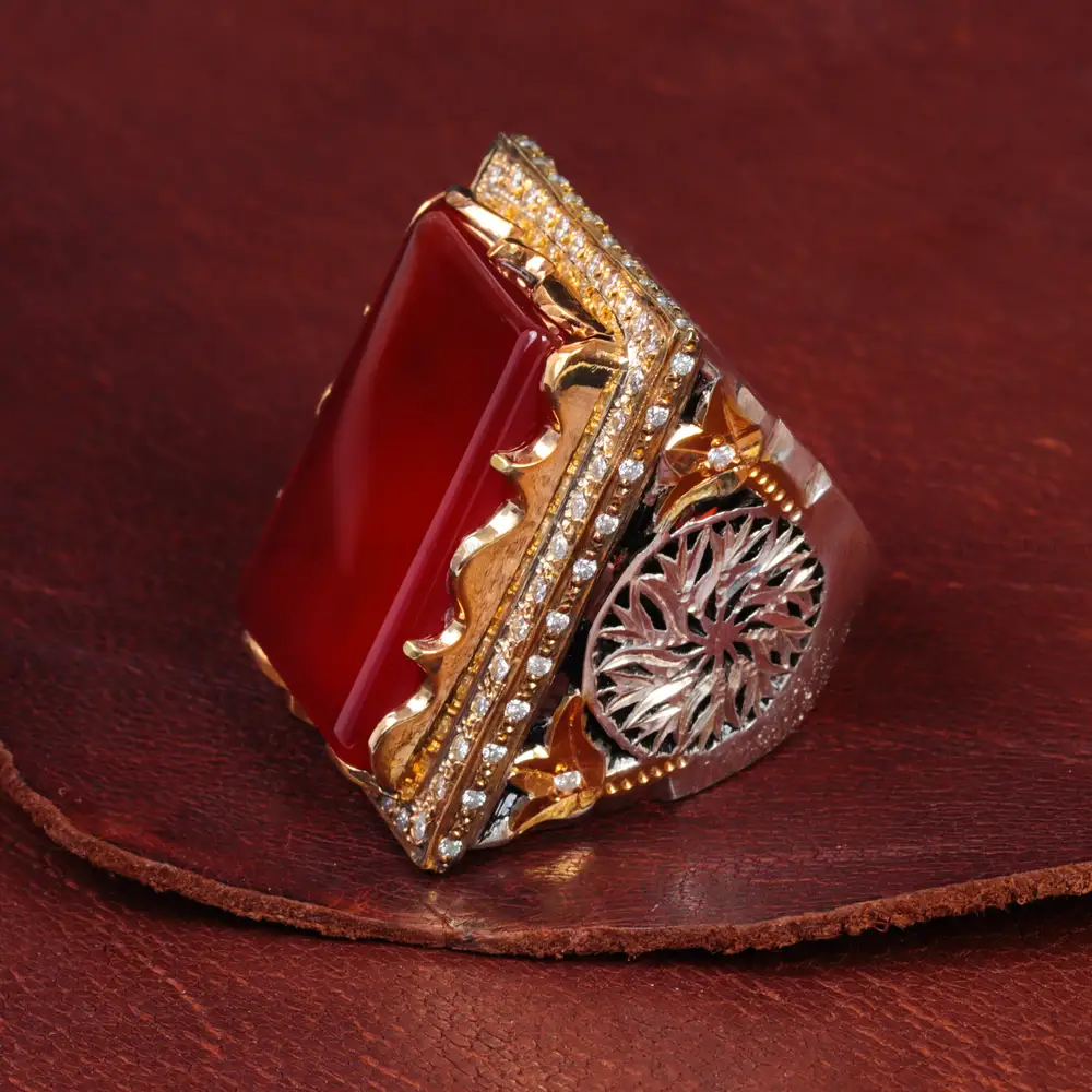 انگشتر عقیق مردانه کد 15078