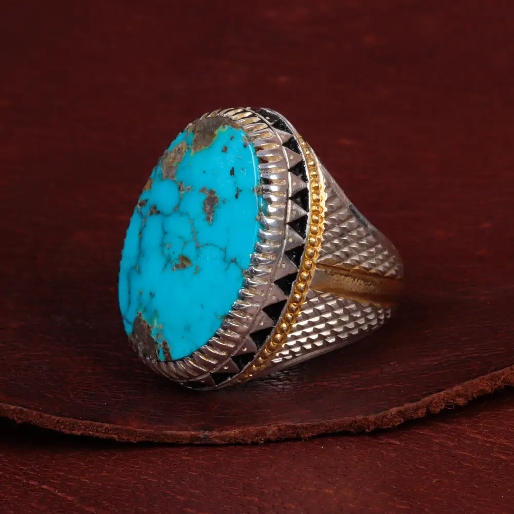 انگشتر فیروزه شجری مردانه کد 15079