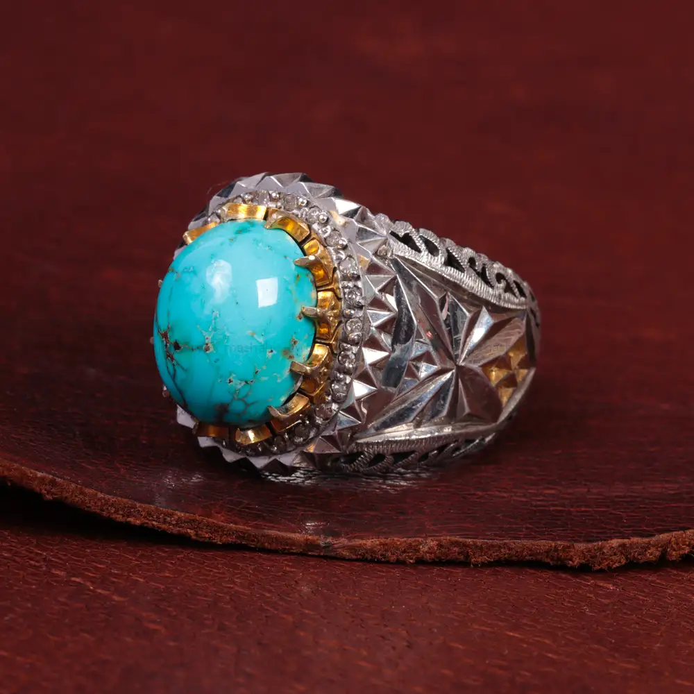 انگشتر فیروزه شجری مردانه کد 15082