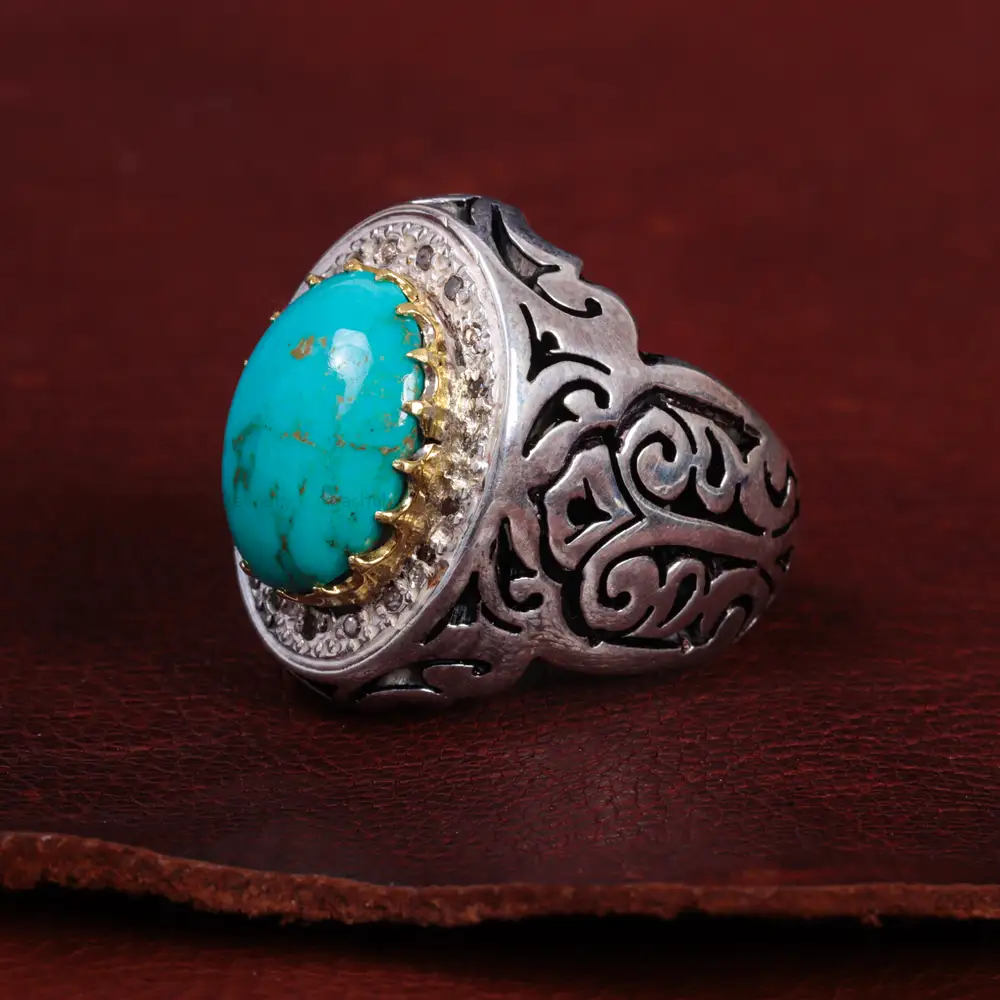 انگشتر فیروزه شجری مردانه کد 15083