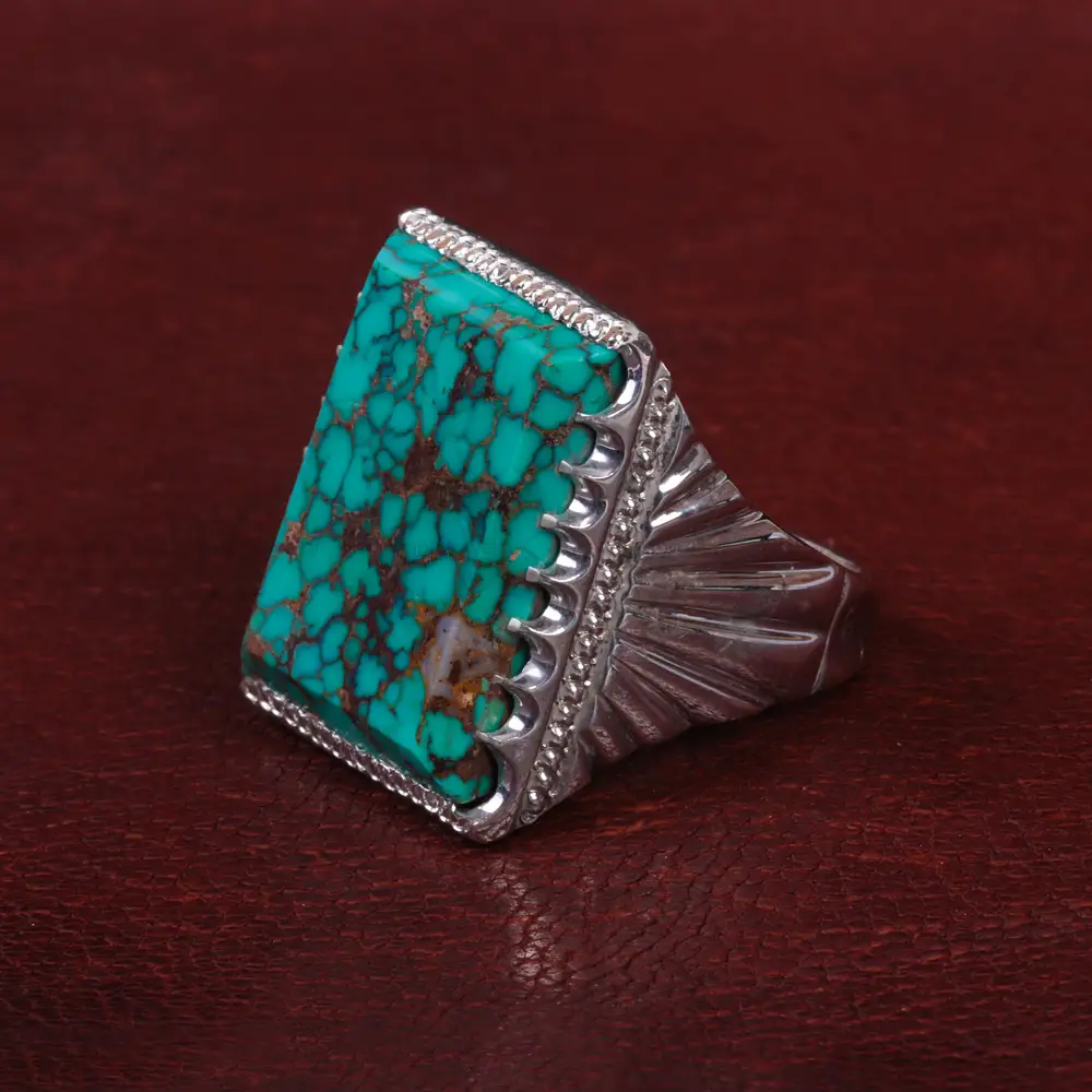 انگشتر فیروزه شجری مردانه کد 15106