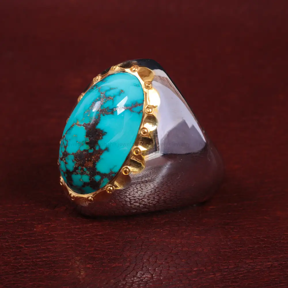 انگشتر فیروزه شجری مردانه کد 15118