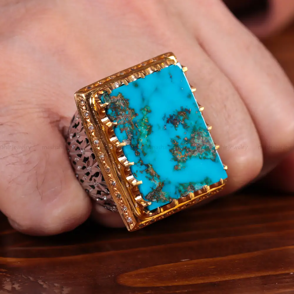 انگشتر فیروزه شجری مردانه کد 14661