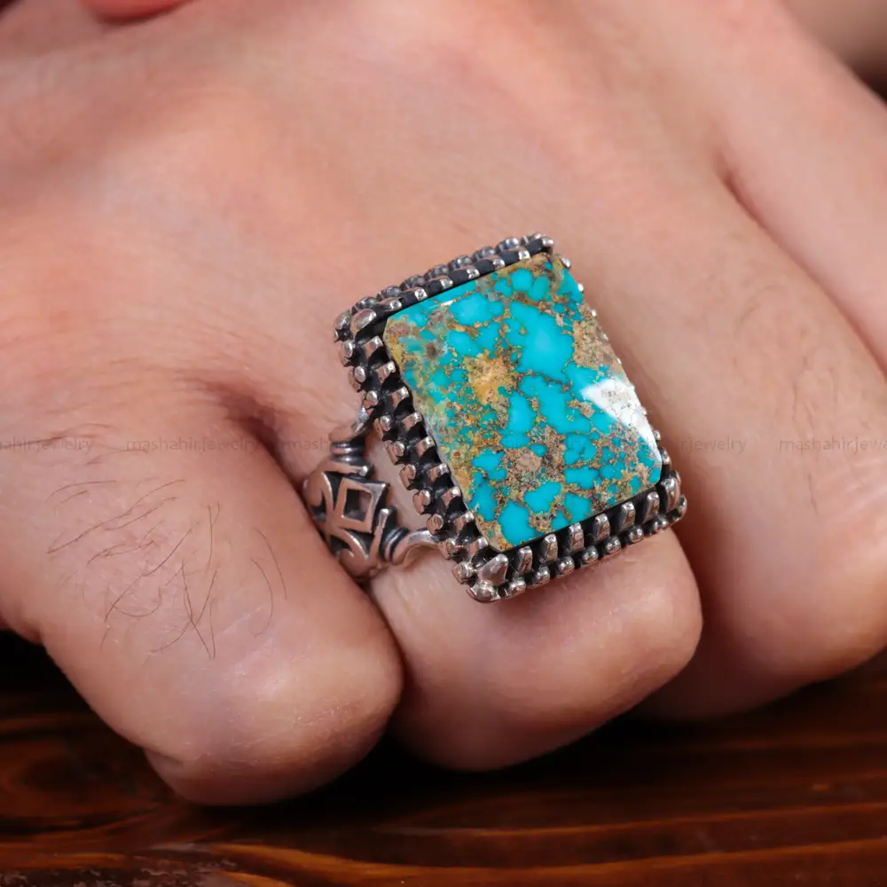 انگشتر فیروزه شجری مردانه کد 14662