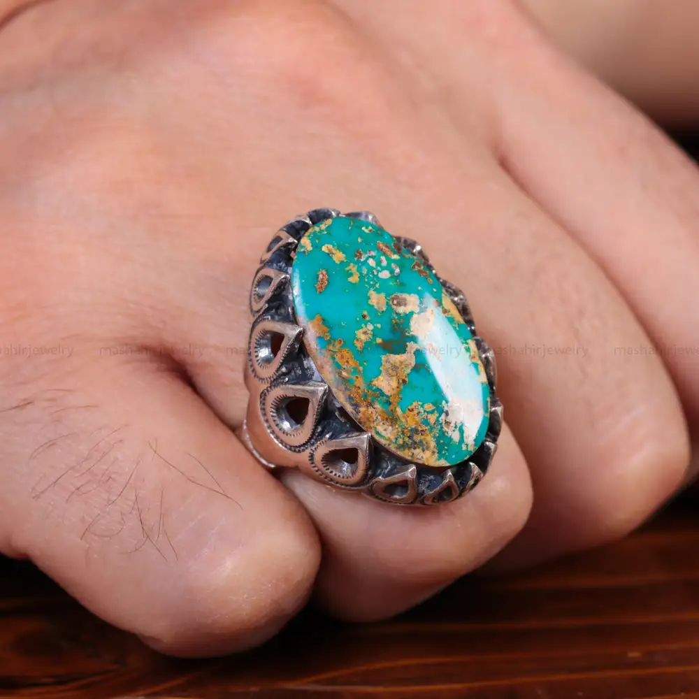 انگشتر فیروزه شجری مردانه کد 14663