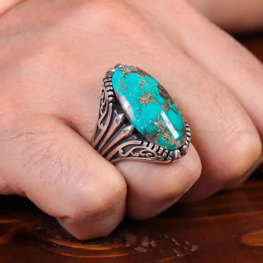 انگشتر فیروزه شجری مردانه کد 14668