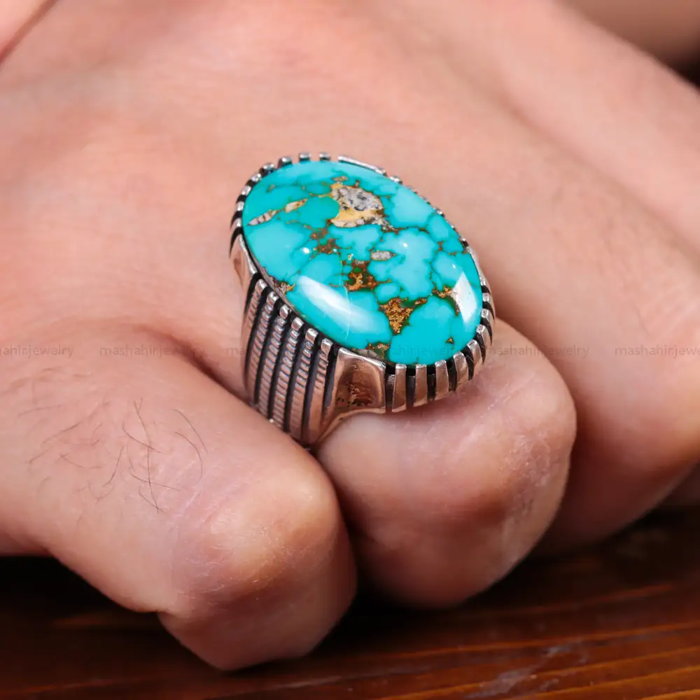 انگشتر فیروزه شجری مردانه کد 14678
