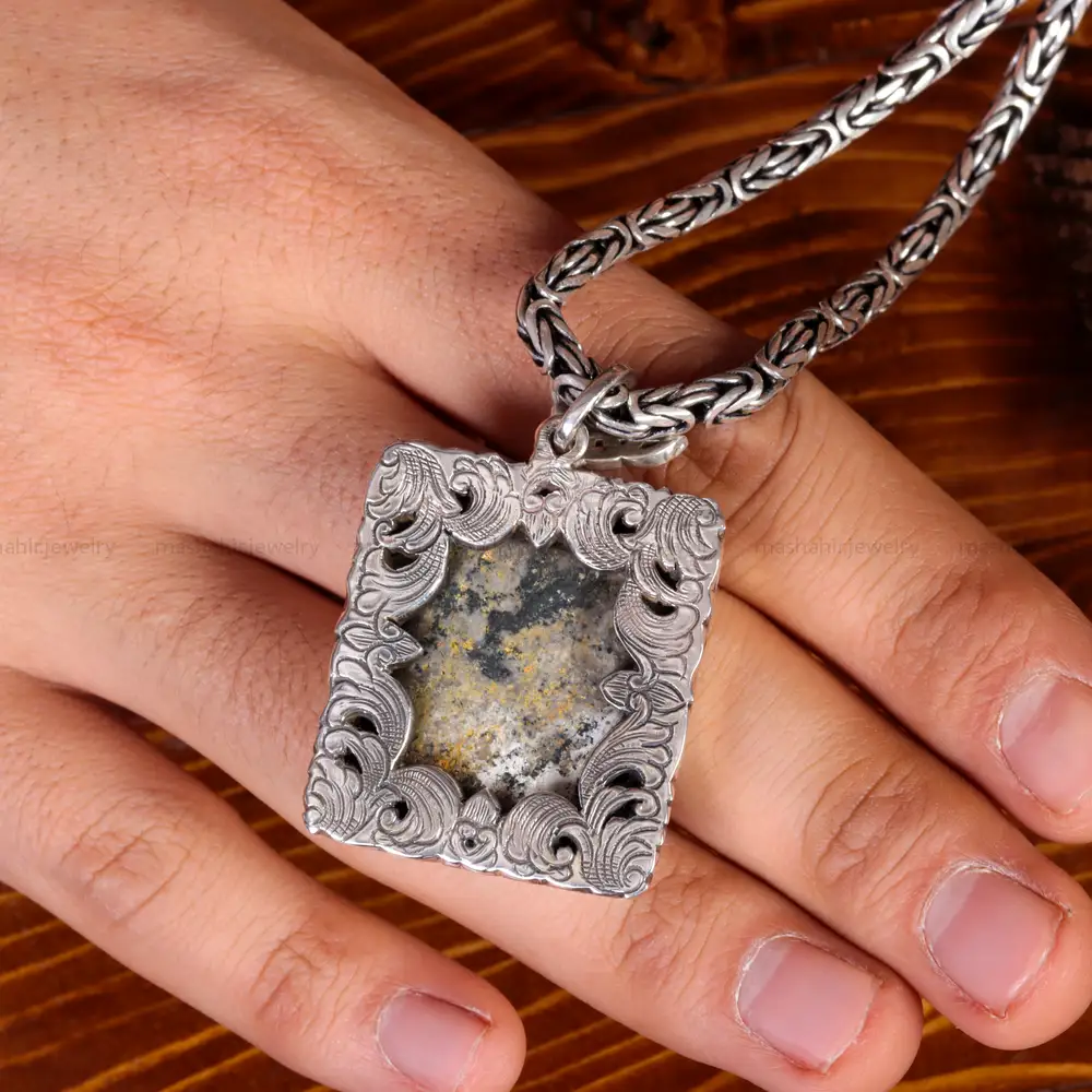 گردنبند فیروزه مردانه کد 15030