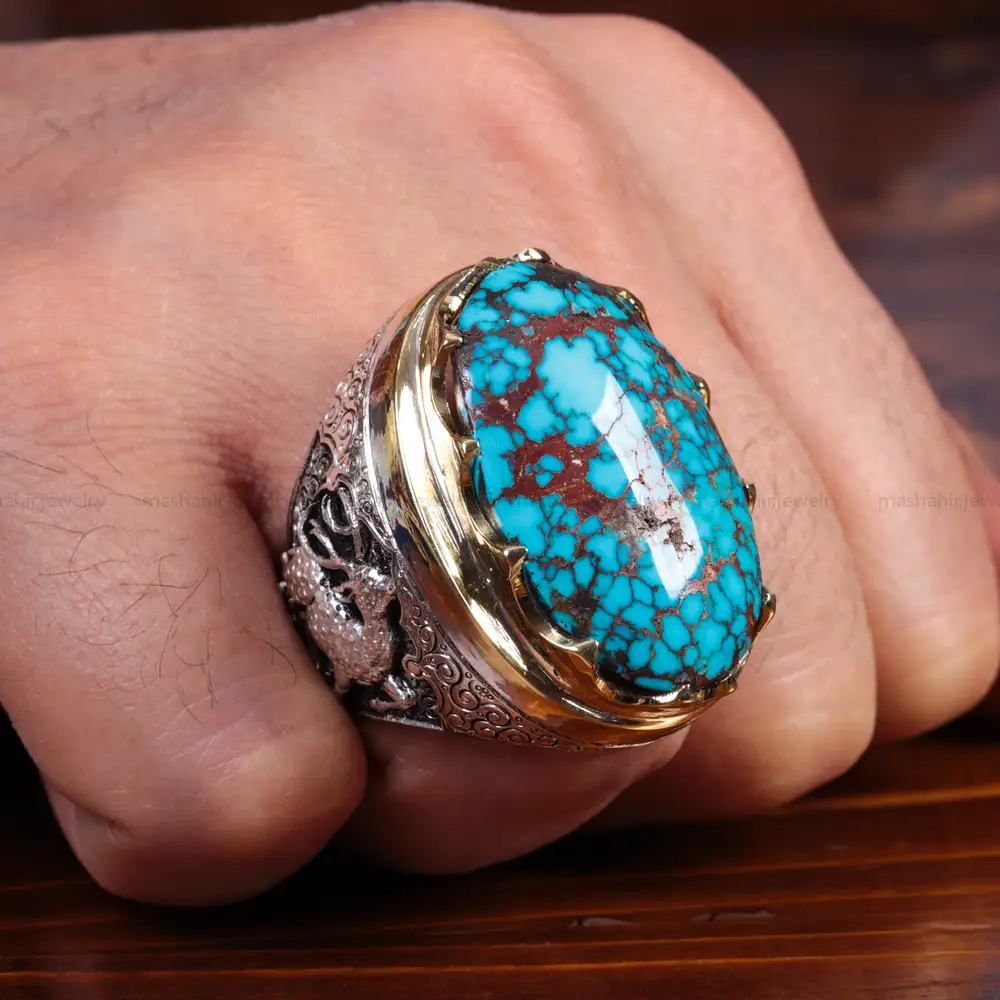 انگشتر فیروزه شجری مردانه کد 15058