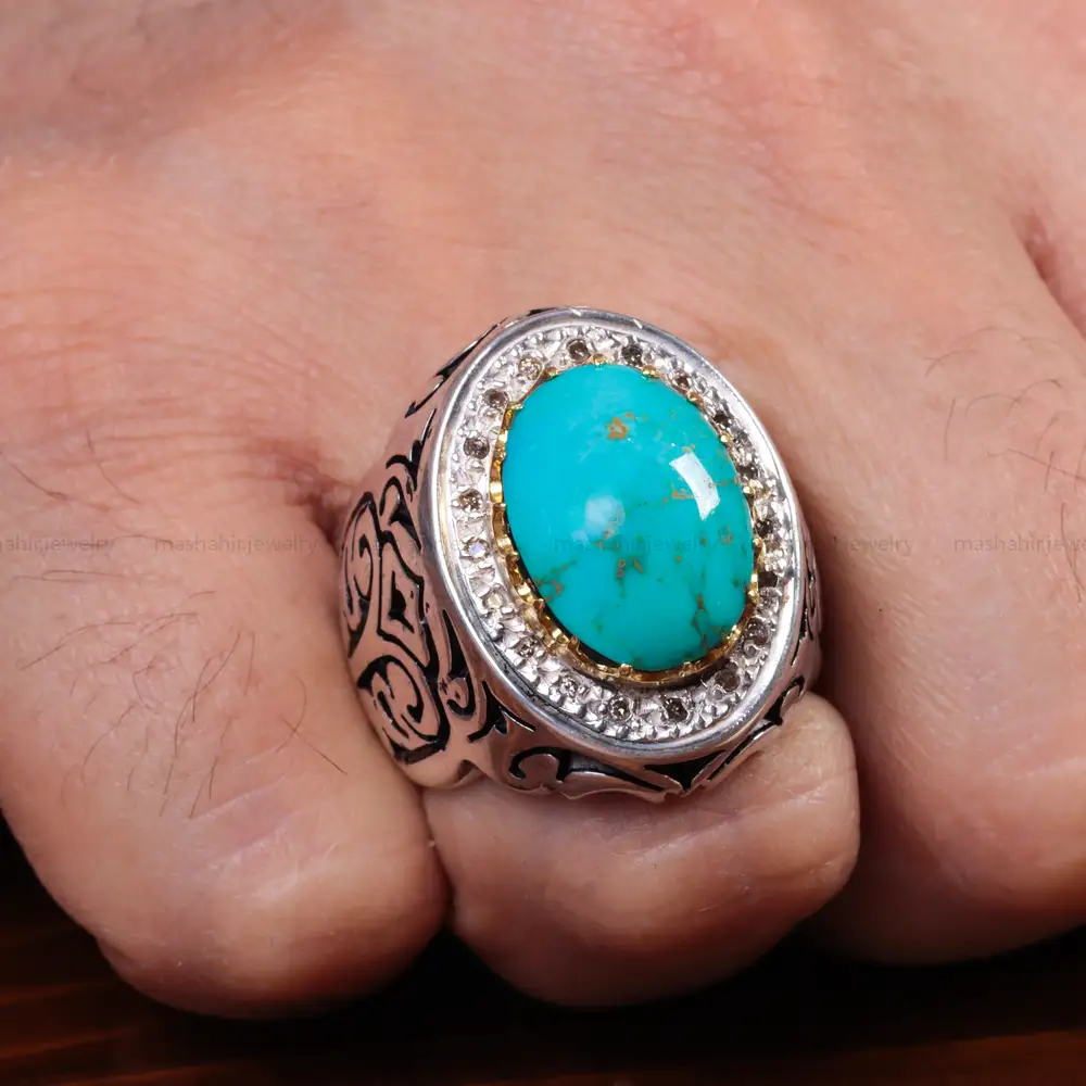 انگشتر فیروزه شجری مردانه کد 15083