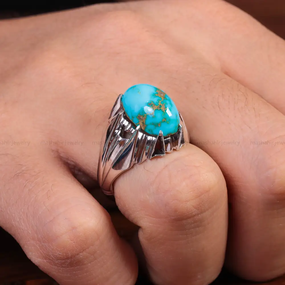 انگشتر فیروزه شجری مردانه کد 15102