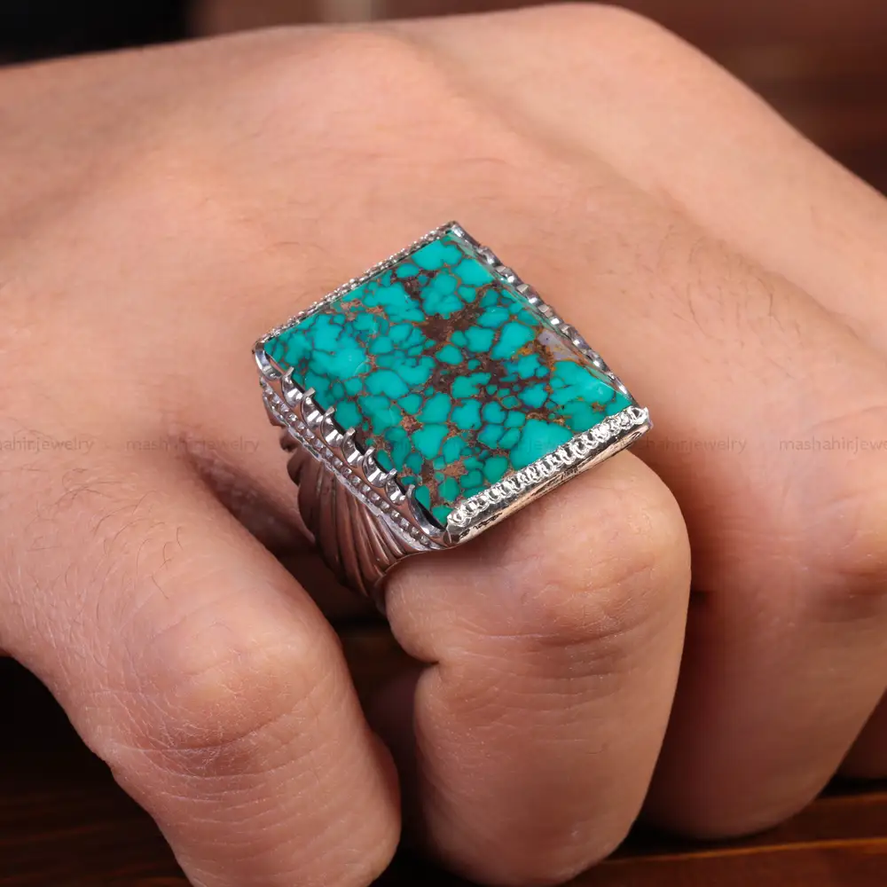 انگشتر فیروزه شجری مردانه کد 15106