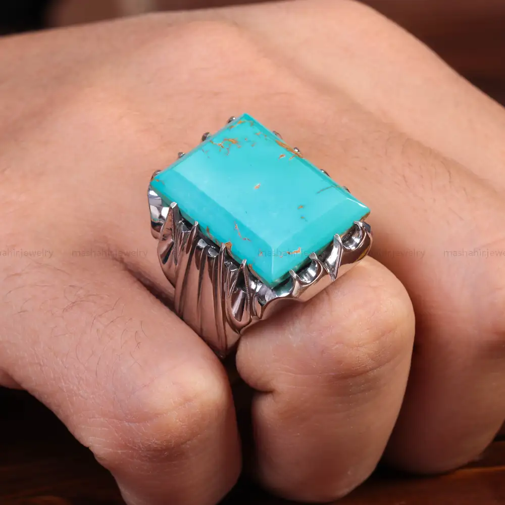 انگشتر فیروزه شجری مردانه کد 15107