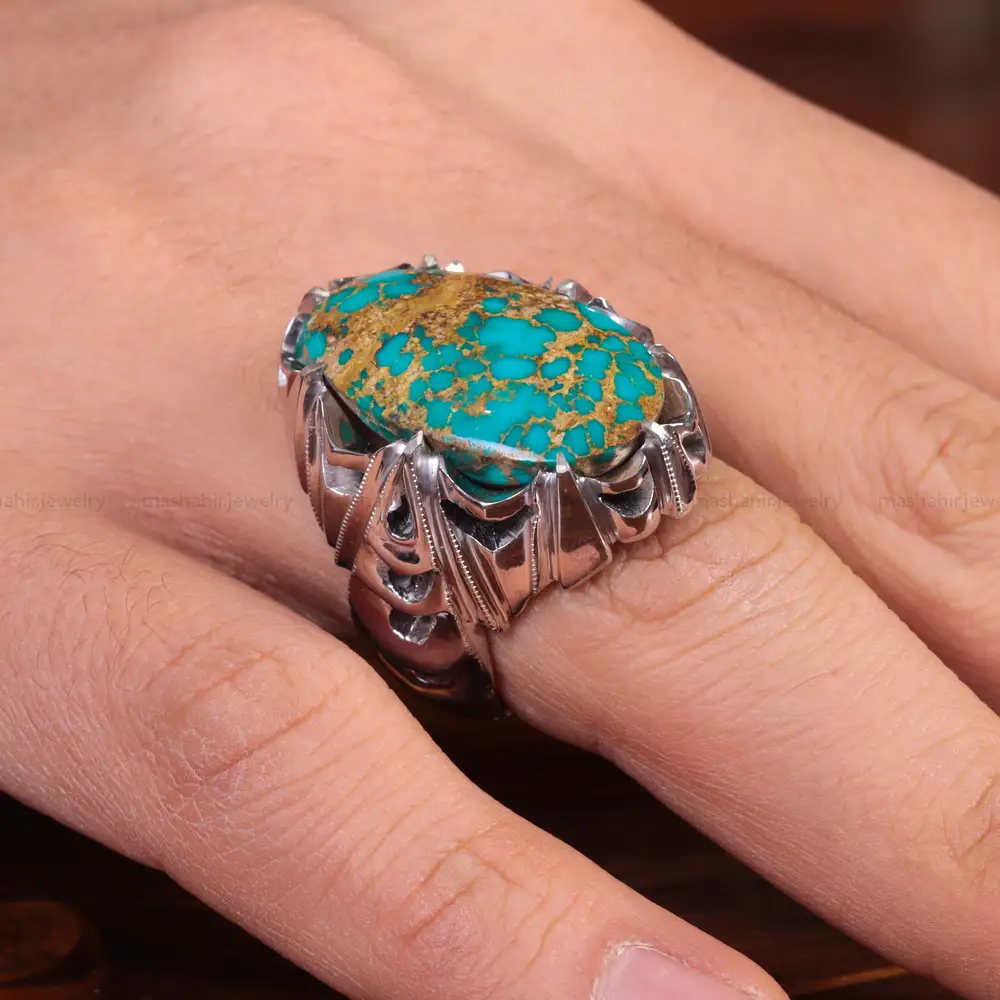 انگشتر فیروزه شجری مردانه کد 15109