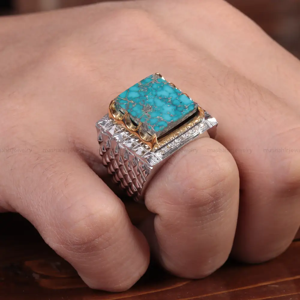 انگشتر فیروزه شجری مردانه کد 15112