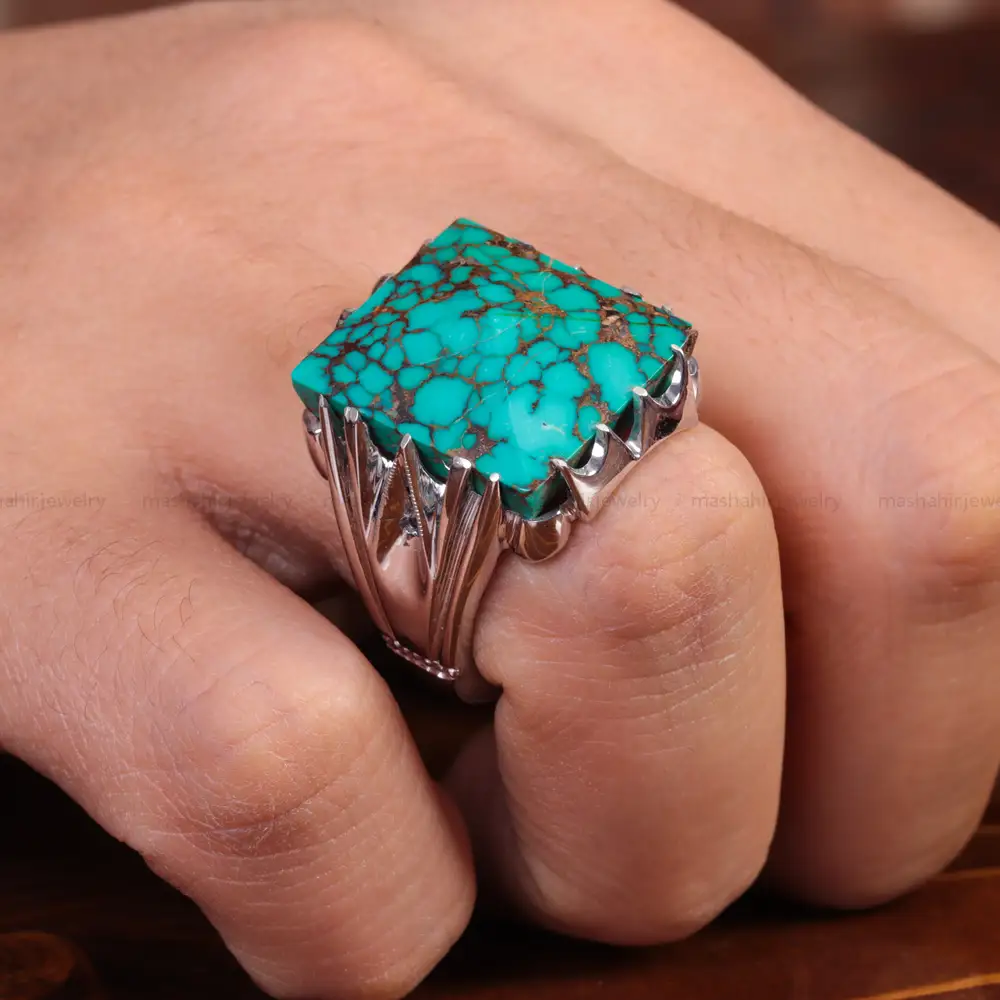 انگشتر فیروزه شجری مردانه کد 15113
