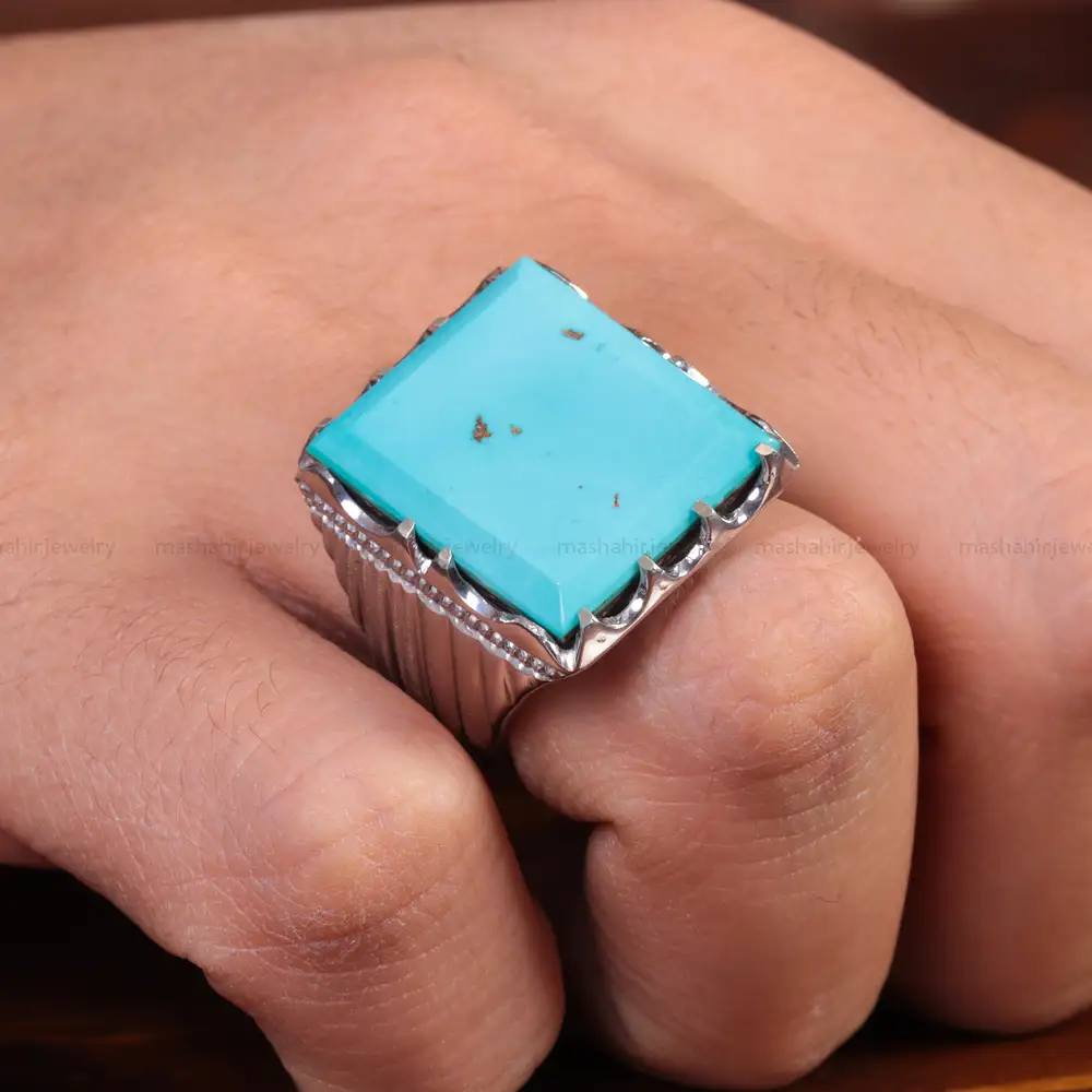 انگشتر فیروزه شجری مردانه کد 15115