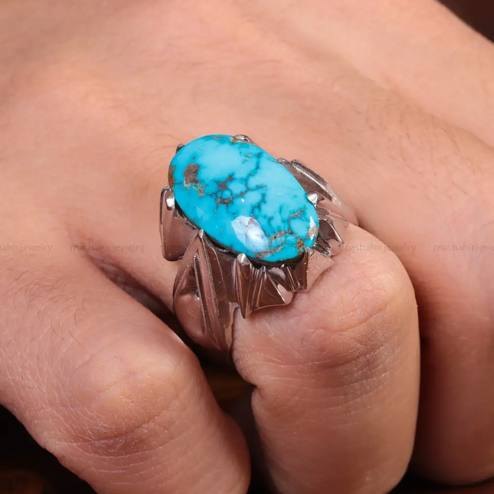انگشتر فیروزه شجری مردانه کد 15117