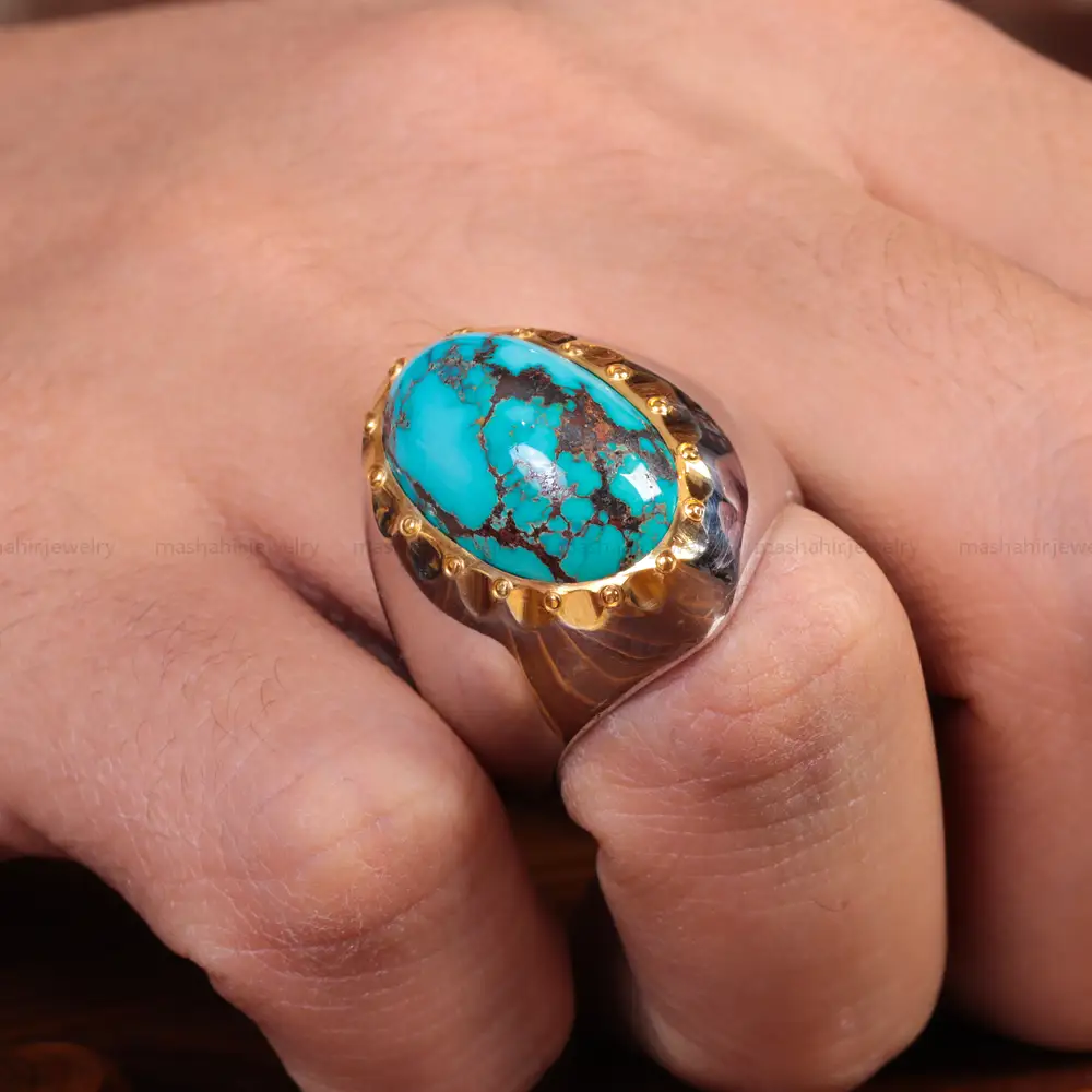 انگشتر فیروزه شجری مردانه کد 15118