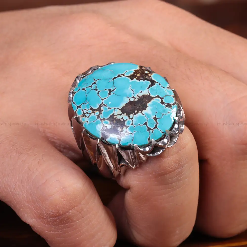 انگشتر فیروزه شجری مردانه کد 15119