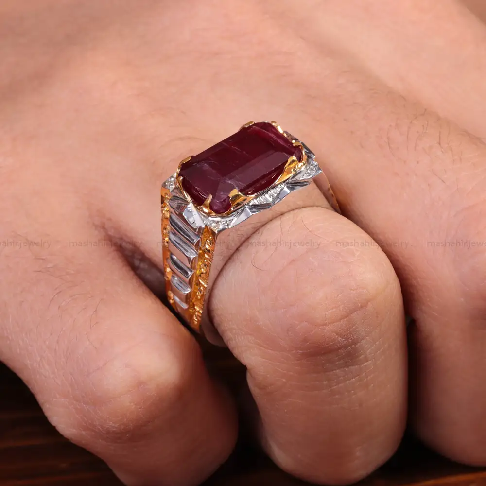 انگشتر یاقوت سرخ مردانه کد 15146