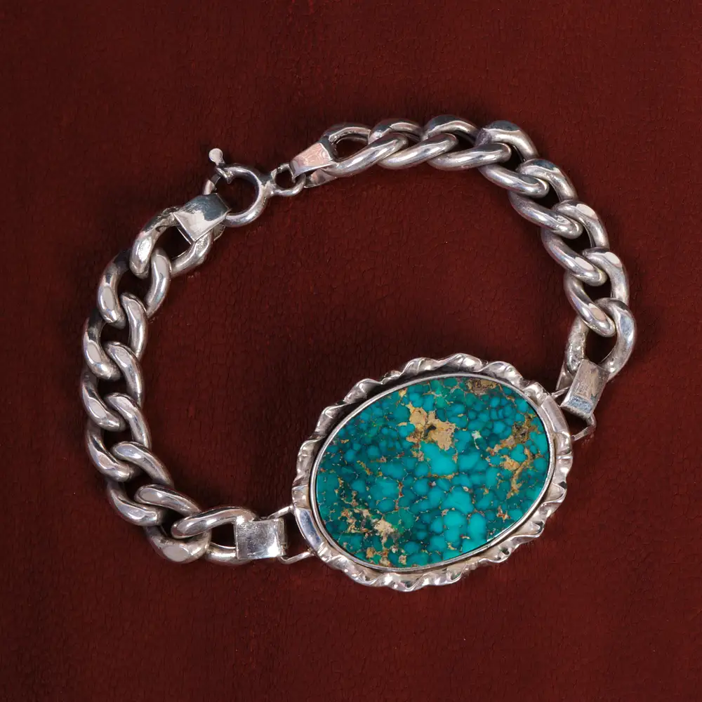 دستبند فیروزه مردانه کد 15490