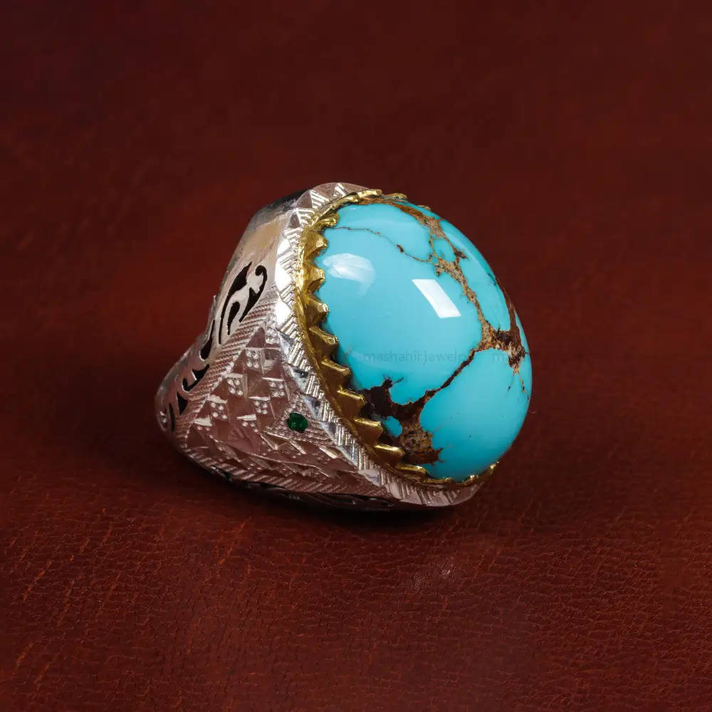 انگشتر فیروزه شجری مردانه کد 15532