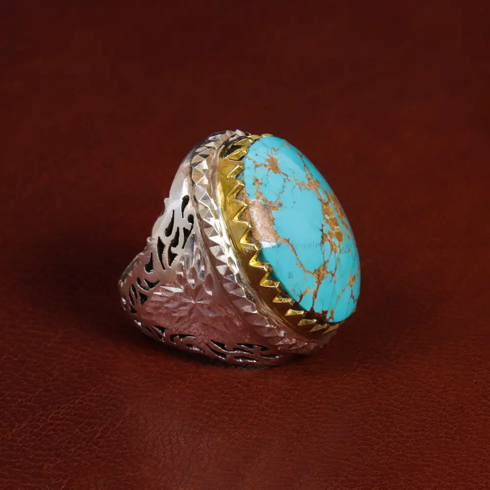 انگشتر فیروزه شجری مردانه کد 15533