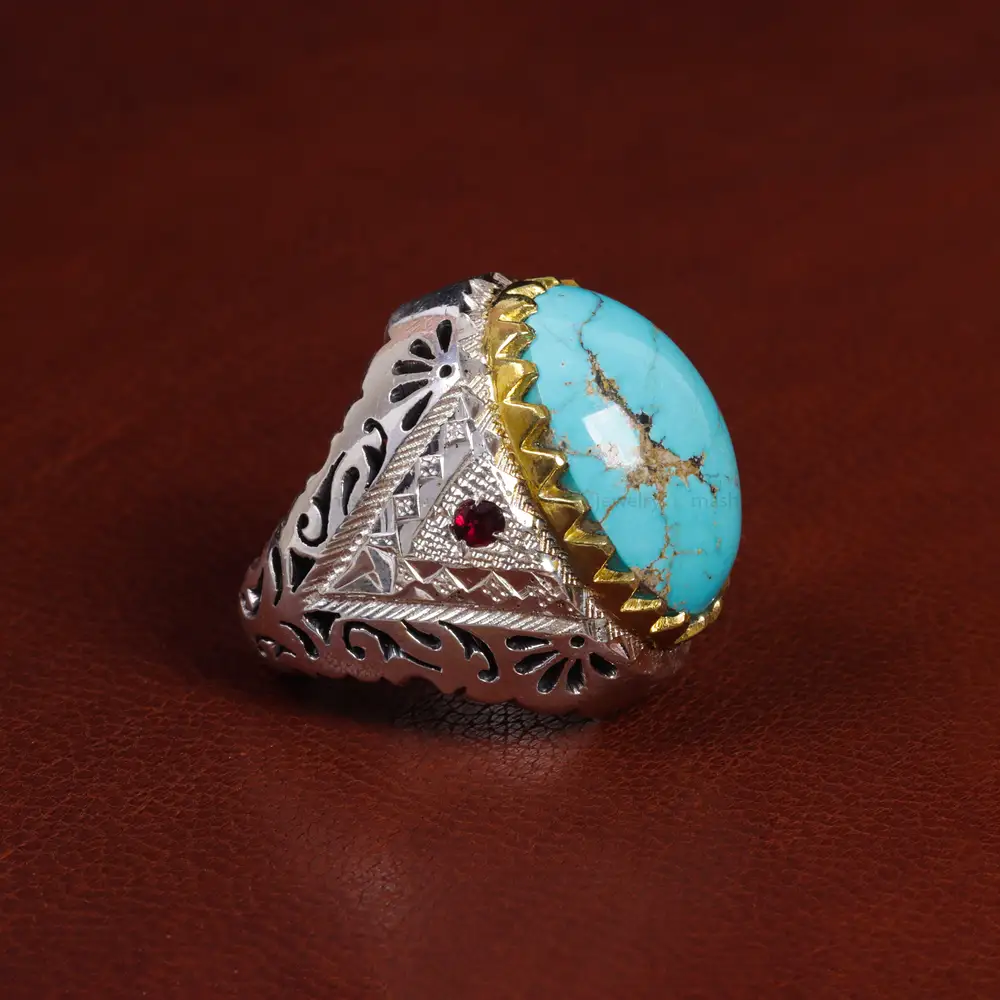 انگشتر فیروزه شجری مردانه کد 15536