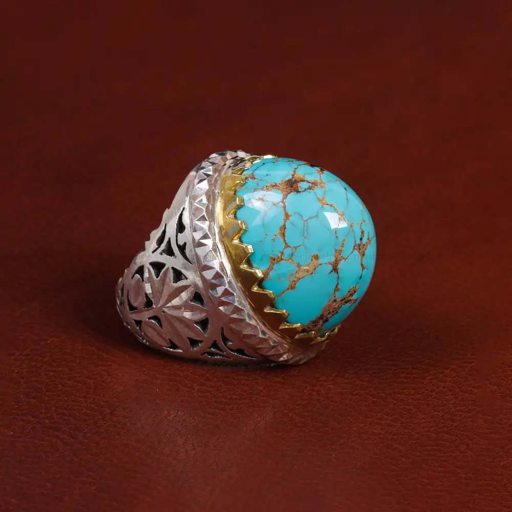 انگشتر فیروزه شجری مردانه کد 15537