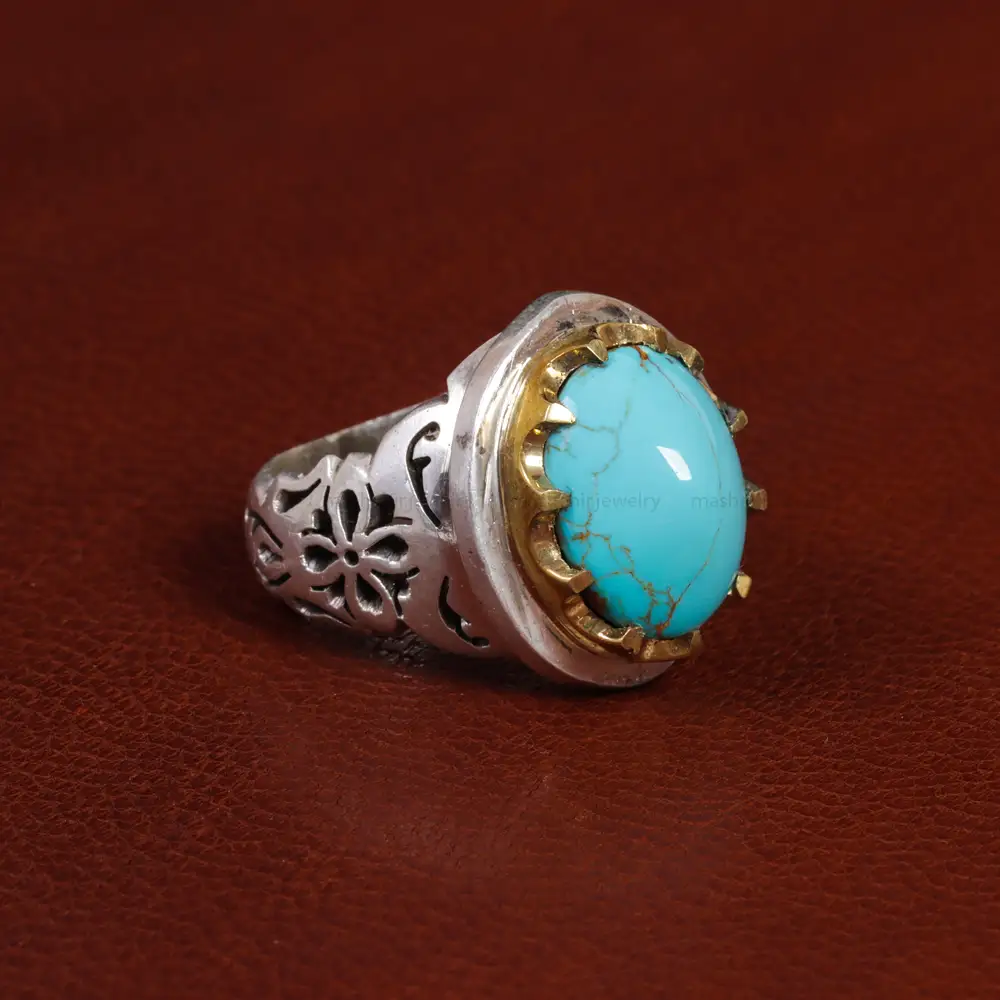 انگشتر فیروزه شجری مردانه کد 15552