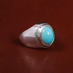 انگشتر فیروزه عجمی مردانه کد 15692
