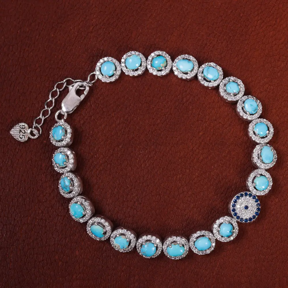 دستبند فیروزه زنانه کد 15703